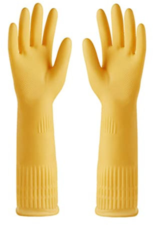 rongweiwang Guanti di Gomma 2X Gadget da Cucina Prolunga per Utensili da Giardinaggio Pratico Nessuna Perdita Guanto per Il Lavaggio del Cortile di Ottima Tenuta, Giallo, l