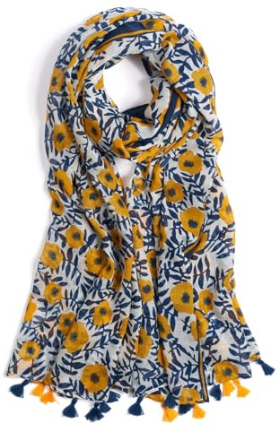 QIUTIMIY Schals für Damen Dünn Blumenmuster Bunte Schals und Tücher Halstuch mit Quasten für Frühling Sommerschal