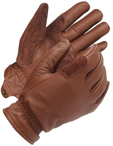 FEISHDEK Water Resistance Winter Gloves for Men, Leather Winter Gloves for Cold Weather for Motorcycle Driving Hiking Outdoor (Brown, Large)