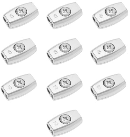 LT Easiyl Drahtseilklemmen, verzinkter Stahl, eiförmige Kabelklemme, geeignet für Durchmesser 5 mm, Stahlseil-Doppelloch, 33 mm x 20 mm, 10 Stück
