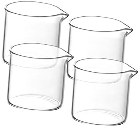 PRETYZOOM 4 Stück Milchbecher Aus Glas Mit Einem Auslauf Krug Zum Servieren Von Espresso-schuss Klare Espressotassen Sahnehäubchen Soßenboot Mini-server Sirup Glas Mini Starker Kaffee Schatz
