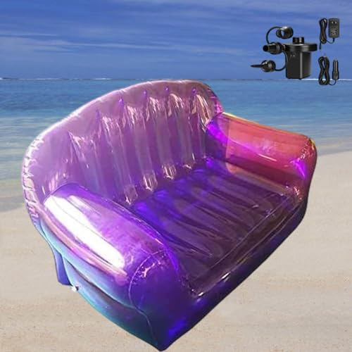 WYEIAHS Transparente Aufblasbare Couch Hält 220 Pfund Aufblasbare Couch,Tragbar Camping Sofa Aufblasbar für Strand/Büro/im Freien/Reisen/Camping/Picknick/Schwimmbad (Purple)