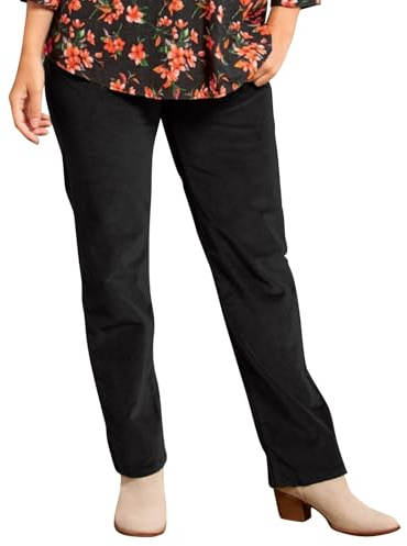AMDOLE Vaqueros para mujer Moda Temperamento Personalidad Color sólido Cintura elástica Rayas Pierna recta Pantalones casuales Jeans Señoras Elástico, Negro , XXL