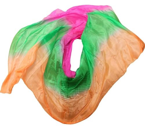Bauchtanz Seidentuch Bauchtanzschleier Seidenschleier Handgefertigte Allmähliche Farbschleier Bauchtanz Tuch (Color, Size : XL-270cm-114cm)