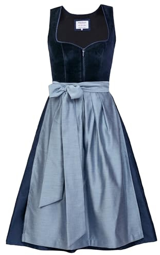 Edelnice Traditionellt mode, exklusiv designer, midi, Dirndl Luna, sammet, blå, inkl. Dirndlförkläde, stl. 32–54, blå, 44