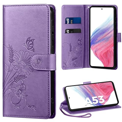Thorhülle Handyhülle für Samsung Galaxy A53 5G PU Leder Hülle mit Kartensteckplätzen - Flip Case Klapphülle Schutzhülle in Lila