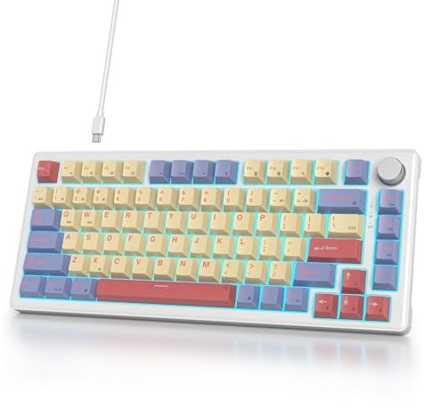 SbocKeeb Tastiera Meccanica 75% TKL, Layout Americano QWERTY,Gasket Tastiera Gaming 75% con Filo, RGB Retroilluminata,Hot-swap,Interruttore Lineare
