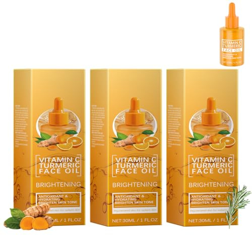 Turmeric + C Sérum pour soins de la peau - Sérum à la vitamine C pour le visage au curcuma - Soin anti-âge avec vitamine C Timeless pour une peau rayonnante et saine - 30 ml (3 pièces)