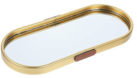 OKUMEYR Schmucktablett Aus Spiegelglas Dekoratives Serviertablett Kosmetik Organizer Goldfarben 23 x 9,5cm Multifunktional Für Schmuck Und Kleine Gegenstände