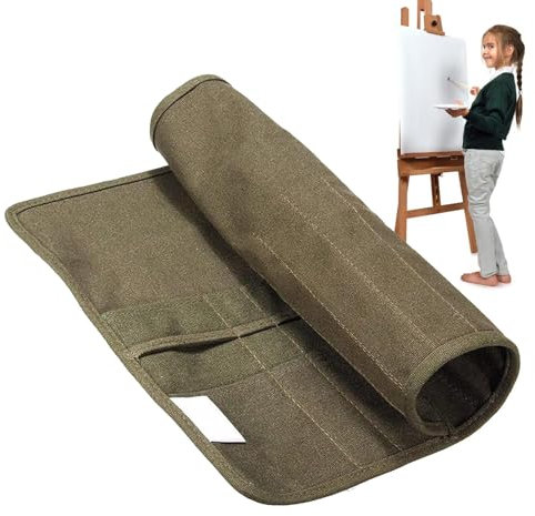 Stronrive Roll Up Paint Brush Holder, 22 Holes Roll Up Canvas Paint Brush Bag, Portable Artist Draw Pen Bag Canvas Pouch for Oil Watercolor Gouache Art Paint Brushes