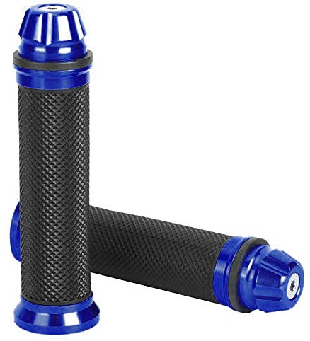 Motorrad CNC Aluminium Gummi Lenker Handgriffe für 7 8 Griff Fahrrad Aluminium Gummi Lenker Handgriffe Universal Rot (Blau)