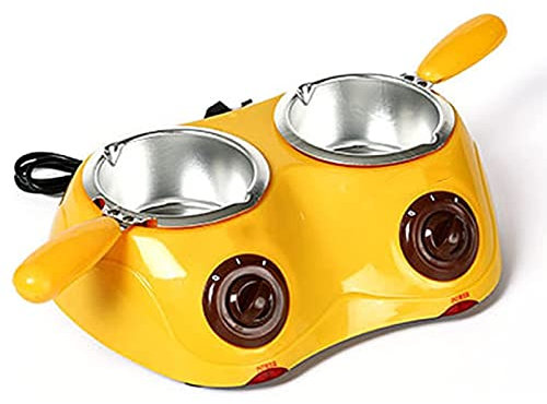 DMMFTERL Mini máquina para fundir Dulces con Fondue Doble, fundidor eléctrico para Chocolate y Dulces, Kit para derretir Chocolate con Capacidad de 500 g, Ideal para Hornear Dulces, quesos