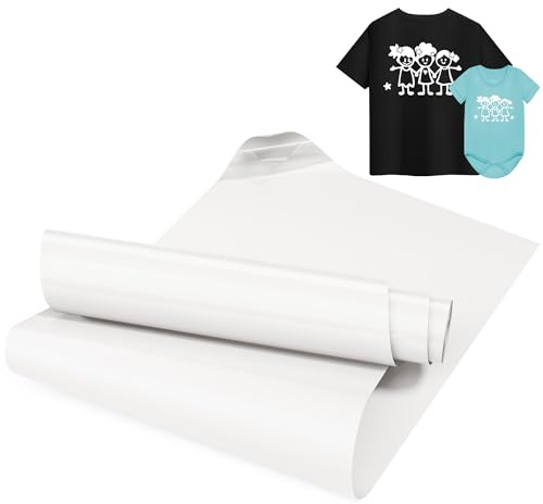 LIKCUT Plotterfolie Textil Weiß, 30,5 cm x 2,44 m | Flexfolie für Plotter, Bügelfolie für Textilien & DIY-Shirts. Leicht zu schneiden & entgittern
