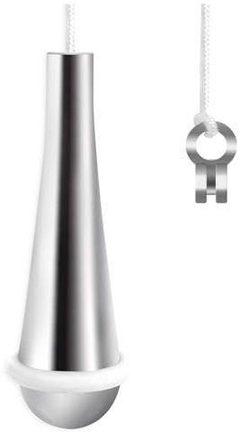 Bathroom Light Pull Cord Handle,Pull Cord Light Switch Bathroom,Chrome Teardrop Pendant Weight Connector with 150cm Long Nylon White String for Bathroom Toilet Light Ceiling Lights Fan Switch(Silver)