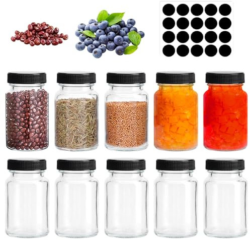 ZMDMAH Lot de 10 petite bouteille en verre Rechargeable 60 ml petit pot en verre avec couvercle - mini bouteille verres en avec étiquette Utilisées pour le jus de fruits, le gingembre