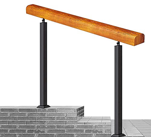 Marchepied d'extérieur réglable pour 1 5 marches d'intérieur et d'extérieur en bois durable et fer forgé, 85 cm de hauteur, 150 cm de longueur