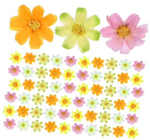 HOMSFOU Künstliche Kleiner Gänseblümchenköpfe Seidenblumen Selbstgemacht Bastelmaterial Blumendeko 150 Stück Bunte Blumenkranz Zubehör Für Party Wohnkultur