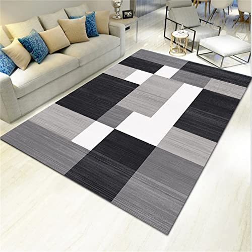 Alfombra larga moderna de pasillo, color gris, ecológica y antideslizante, ideal para sala de estar moderna, mesa de centro u oficina, lavable a máquina, alfombra industrial de 120 x 160 cm