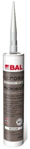 BAL Micromax3 Grout Sealant Dovetail 310ml Silicone | Anti-mould silicone tile sealant with grout effect for wall and floor tiles. Matt finish in Dovetail shade.