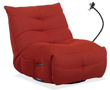 SWEET SOFA® Sillón Gaming Dami 360° | Sillón Relax Eléctrico, Efecto Balancín, Soporte Móvil con Cargador | Tapizado 3D Transpirable | 91x93x108 cm Color Rojo