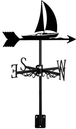Segnavento creativo in metallo a forma di barca a vela, vintage, per giardino, direzione squisita, antiruggine, per esterni, giardino, tetto, paddock, decorazione, barca a vela
