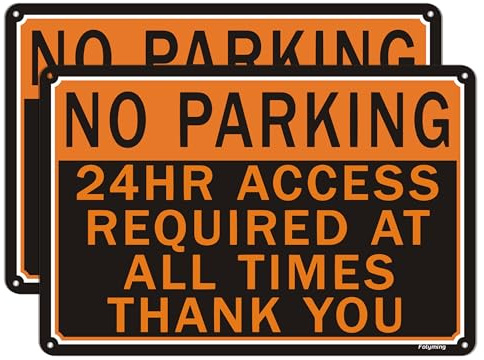 Confezione da 2 cartelli di avvertimento con scritta No parking 24HR ACCESS REQUIRED AT ALL TIMES THANK YOU, segnaletica di sicurezza per parcheggio privato per disabili, 20,3 x 30,5 cm, in