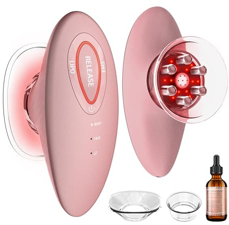 3in1 Schröpfmassagegerät mit EMS & Rotlicht Elektrisches Vakuummassagegerät | mit 2 Saugglocken, Körper & Gesichtsmassage, Straffende Haut, Anti-Cellulite, Hautstraffung für Gesicht, Bauch, Arme