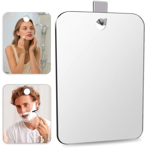 PANYI Specchio da Barba Specchio Infrangibile 30 * 20 cm Specchio Doccia Antiappannamento Senza Cornice Bathroom Mirror con 3 Ganci per la Correzione Delle Sopracciglia Trucco e Cura Della Persona