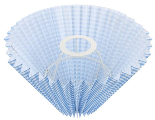 TOVINANNA Pantalla de Lámpara Plisada de Tela Azul Diseño de Rejilla Resistente y Duradera Accesorio para Lámpara de Mesa E27 Adecuado para Decoración de Dormitorio y Hogar