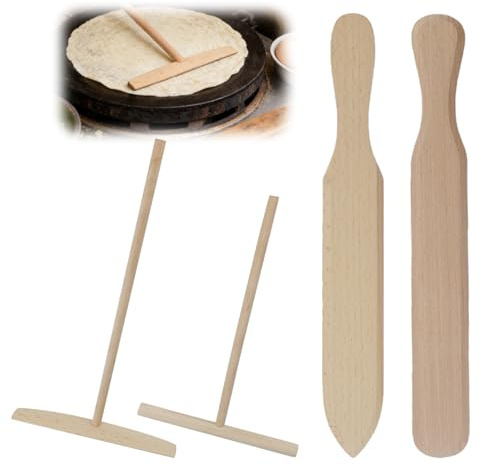 4 Stück Crepes Verteiler Holz: Crepes Wender, Crepe Verteiler Teigverteiler