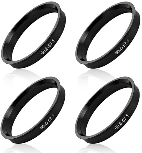 Lot de 4 anneaux de centrage de 66,6 à 57,1 mm, en plastique, anneaux de centrage pour moyeux de roue, adaptateurs universels 66,6 vers 57,1, compatibles avec VW, Mercedes-Benz Audi, réduction des