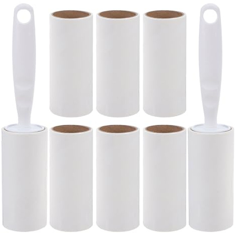 Artibetter Rodillo Quitapelusas para Mascotas con Fuerte Adhesivo, Mango Ergonómico de Color Claro, 1 Juego con 2 Recambios de 40 Hojas y 6 Rollos de 10 Cm (60 Hojas), Adecuado para Ropa,