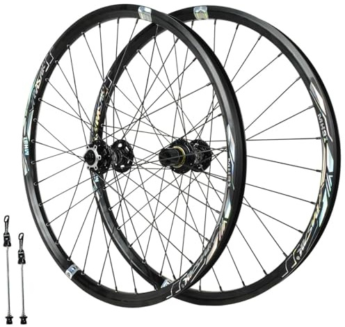 QUYCOIU 26/27,5/29 Mountainbikehjul 32-håls Fälg I Aluminiumlegering Hjulsats (fram Och Bak) Skivbroms Snabbkoppling 100/135 Mm Hjulsats För XC/AM-cyklar För 7–12-växlad Kassett(Schwarz,27.5in)