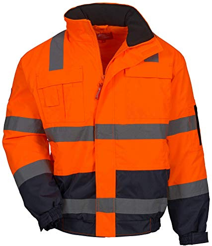 NITRAS Motion TEX VIZ - Veste Pilote de Protection Imperméable - Blouson de Travail pour Femmes et Hommes avec Capuche Rétractable - Manteau de Sécurité avec Bandes Réflectives