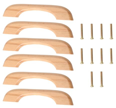 DOITOOL 10 Stück Möbelgriffe Küche Schubladengriffe aus Holz mit Schrauben Griffe aus Bogen für Schränke für Türen Küche (12 cm)