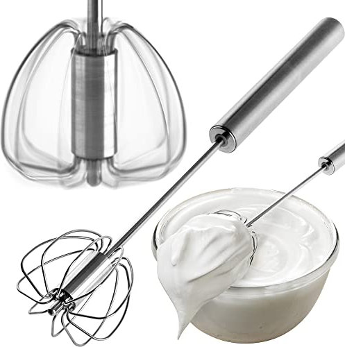 KADAX drehbarer Schneebesen aus Edelstahl, Milchaufschäumer, vielseitiger Handschneebesen, manueller Rührbesen für mischen, Eier, Soßen, Schaumschläger, Handrührer (klein)
