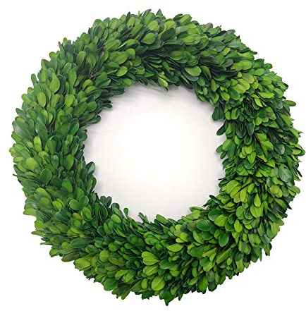 LMflorals Konservierter Buchsbaumkranz, Dekoration, 30,5 cm, natürliche, echte Handarbeit, runder Kranz, grüne Girlande für den Innenbereich, Bauernhaus, Wand, Fenster, Heimdekoration (30,5 cm)
