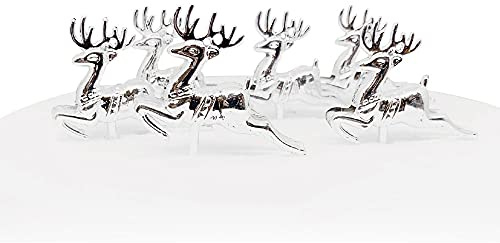 Anniversary House 144pcs Reindeer Plastic Cake Topper Picks Silver Bulk Christmas Cake Decorations, Christmas Cake Toppers, Yule Log Decorations, Traditional Non-Edible Decorations, F072S UK