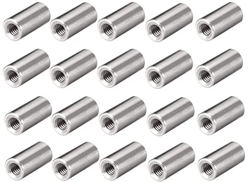 TERF® M4 (4mm) X 20mm Long Round Coupling Nut Female Threaded Bar Rod Studding Connector Round Deep Nut For Home Office Workshop Industrial Constructor and Multi Purpose Use - Pack of 20