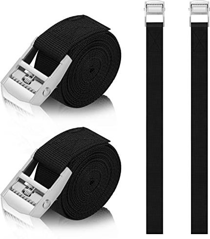 Tie Down Straps, 4 Pack Straps with Buckles, 2.5cm x 50cm Adjustable Cargo Straps, Ratchet Straps for Motorcycle, Cargo, Trucks, Trailer, Luggage - Quick Release (Black)