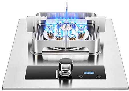 IBOWZ Plaque de Cuisson Gaz Plaque de Cuisson à gaz Plaque de Cuisson à gaz intégrée 1 brûleurs Table de Cuisson en Acier Inoxydable de 33 cm,5,2 KW Feu féroce à Injection directe à Neuf cavités 9