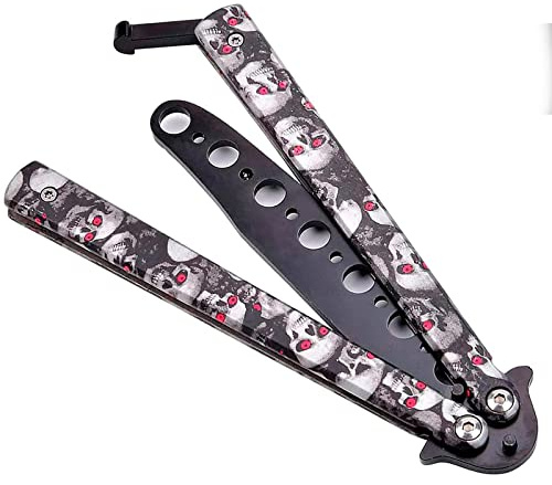 MORDEN MS Practice Finger Trainer Tool Steel Metal Folding Balisong Tool with Latch for Training and Practicing Flipping Tricks - Gray