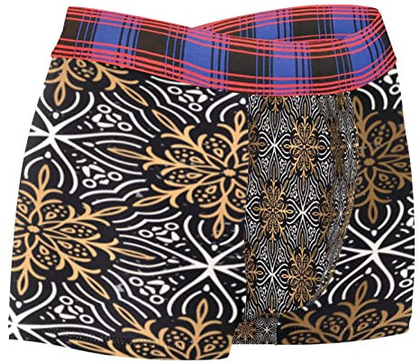Herren Stretch Unterwäsche Trunks, Hipster Polyester Boxershorts Schnell Trocknend Golden & Silber Mandala Flower, mehrfarbig, L