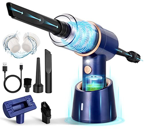 URAQT Aspirador Mano Potente, 3 in 1 Multifunción 120W Aspiradora de Mano Sin Cable 9000PA, USB 4000mah Aspirador Coche Carga Rápida con Filtro Lavable, Aspiradora Sin Cable para Coche Oficina Hogar