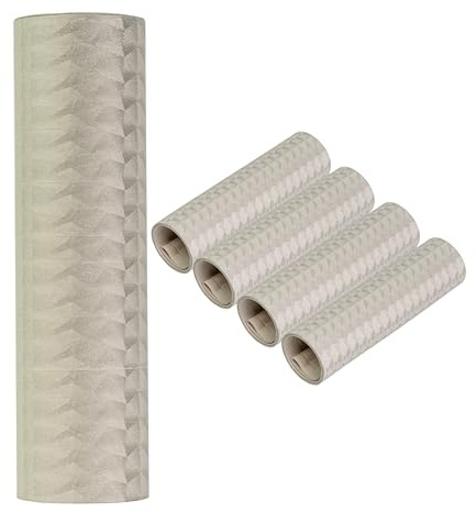 Luftschlangen Set zur Dekoration, Silbernes Design, aus Papier, 5 Rollen á 18 Abrissen mit 7 mm Breite und 3 m Länge, Party Deko für Geburtstag, Karneval, Silvester, Girlande Papierschlange, Tischdeko