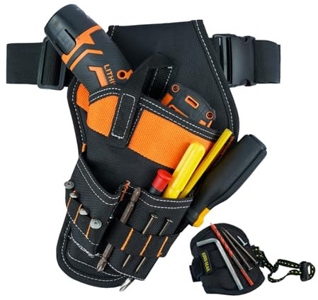 Right Handed Drill Holster,KUNN 3-in-1 Impact Driver Holder Combo with Magnetic Wristband,2 inch Tool Belt Power Tool Holster