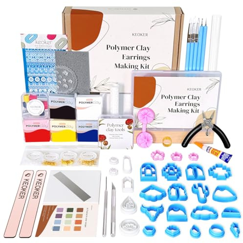 Keoker 123-teiliges Set zur Herstellung von Ohrringen aus Modelliermasse, Schmuckherstellungs-Set für Jugendliche und Erwachsene, Mode-Designer-Kits für Mädchen