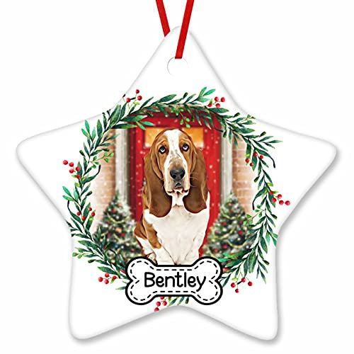 Weihnachtsanhänger Christbaumschmuck Anhänger Keramik Weihnachtsbaumschmuck Weihnachtsdeko Anhänger Personalisierter Schottischer Basset Hound 2023