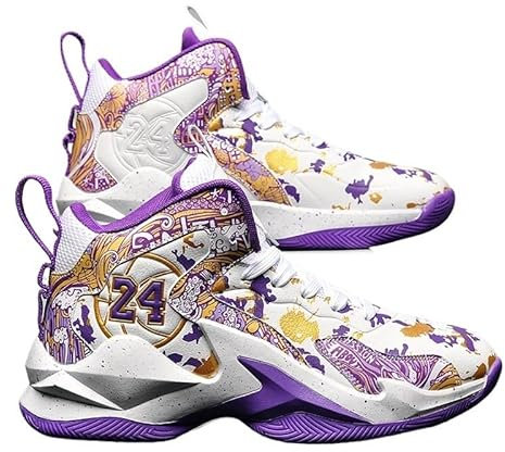 Scarpe da Basket Alte da Uomo Scarpe Sportive Suole in Gomma Scarpe da Corsa Antiscivolo Stivali da Basket for Allenamento all'aperto (Color : Purple, Size : 35 EU)