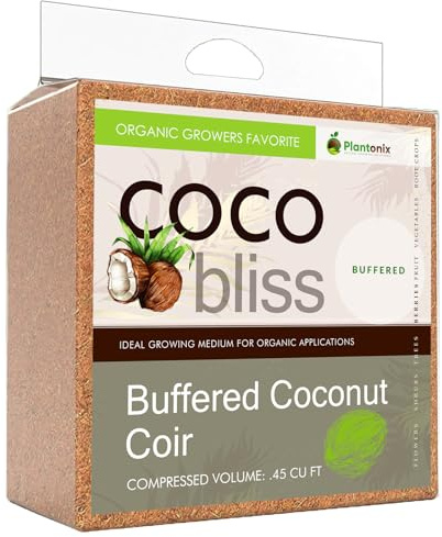 Buffered Coco Bliss (10lbs) - 100% Buffered Organic Coco Coir for Plants & Gardening - Cocopeat for Garden Soil, Seed Starter Soil, & Mulch - Organic Coconut Coir Brick - Coconut Fiber Potting Mix